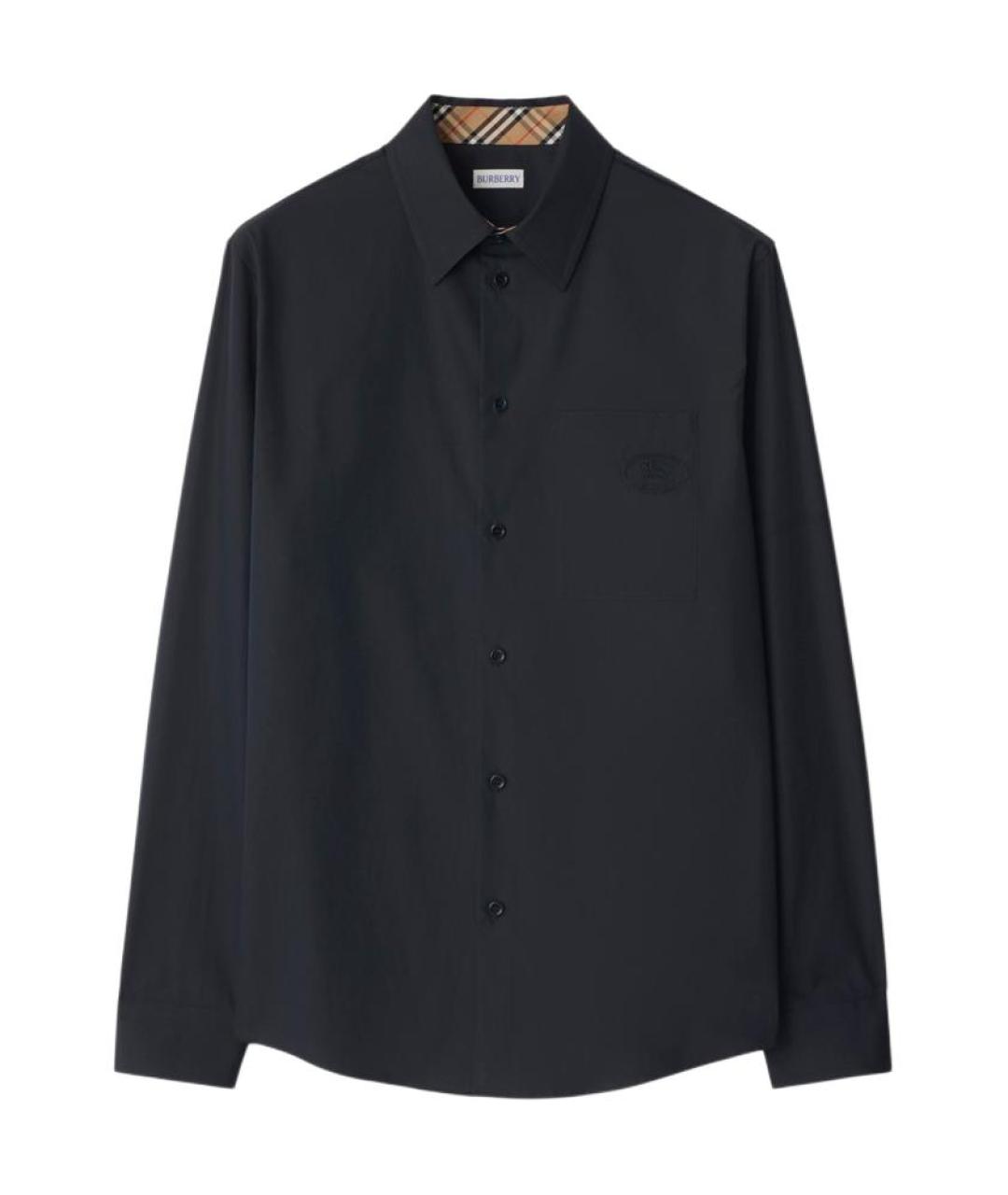 BURBERRY Темно-синяя хлопковая классическая рубашка, фото 1