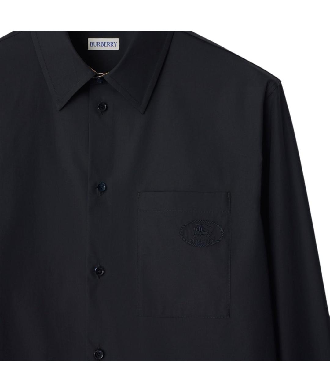 BURBERRY Темно-синяя хлопковая классическая рубашка, фото 5