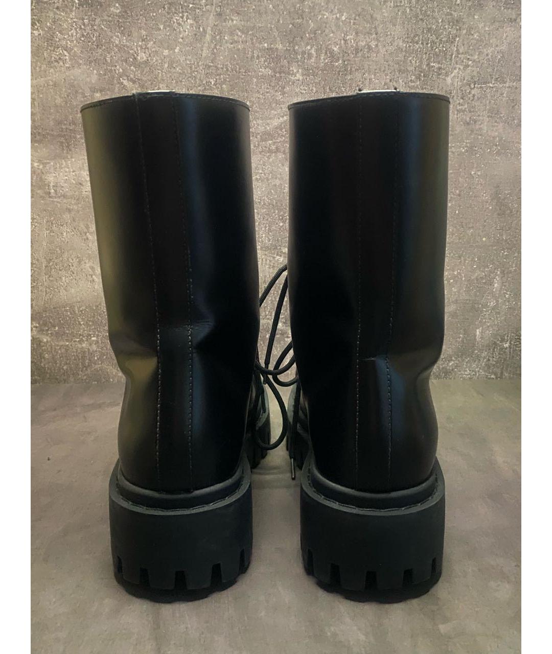BALENCIAGA Черные кожаные высокие ботинки, фото 4