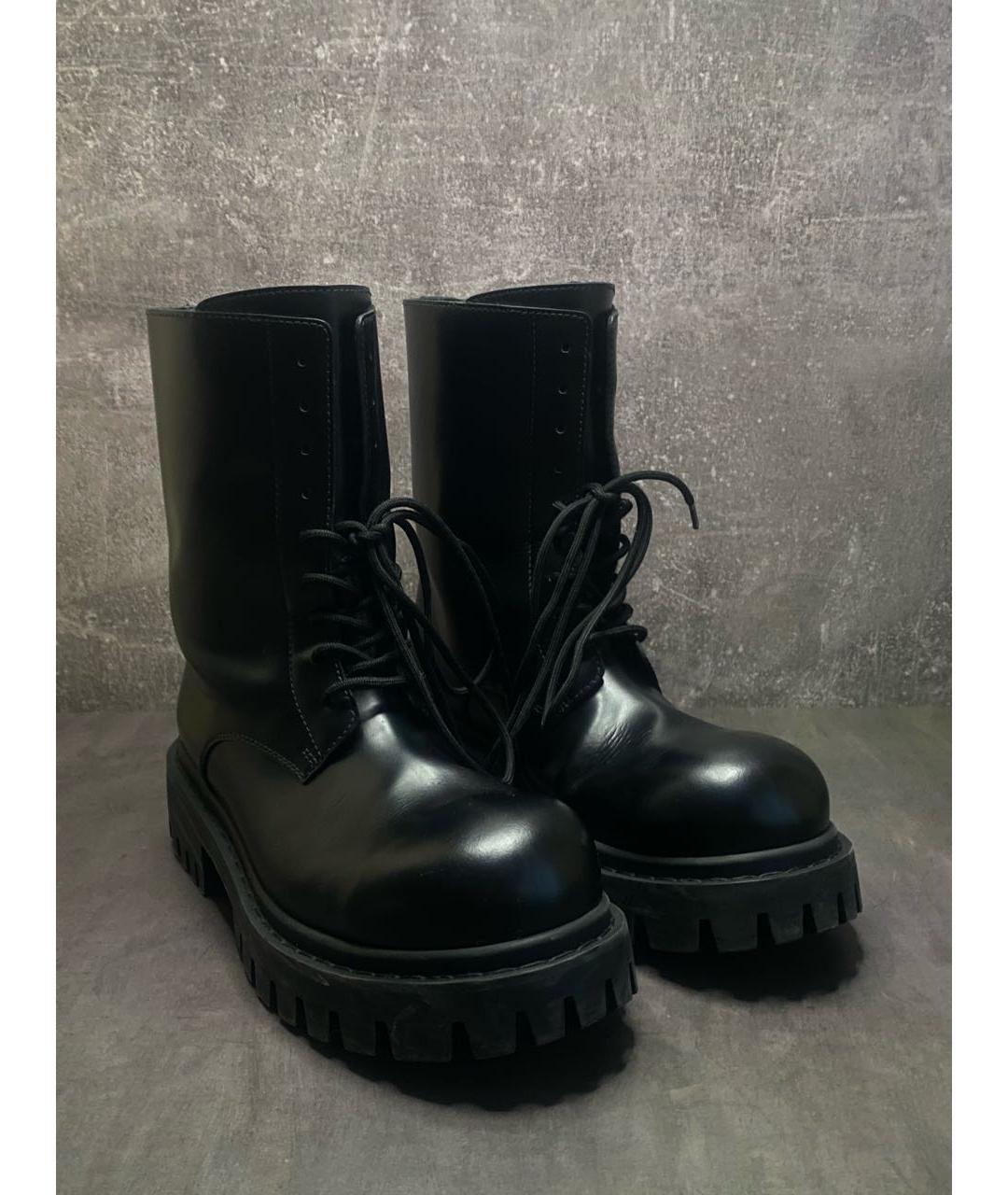 BALENCIAGA Черные кожаные высокие ботинки, фото 2
