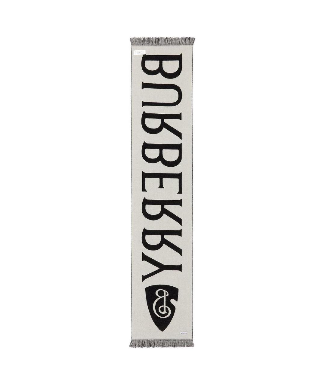 BURBERRY Черный шерстяной шарф, фото 3