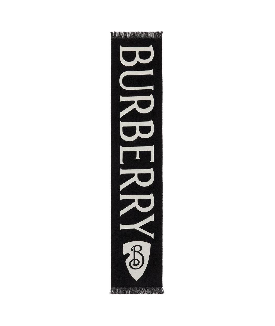 BURBERRY Черный шерстяной шарф, фото 2