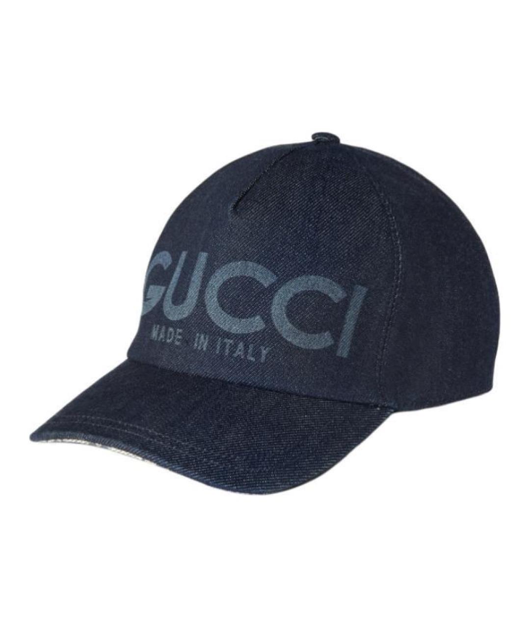 GUCCI Темно-синяя хлопковая кепка, фото 1
