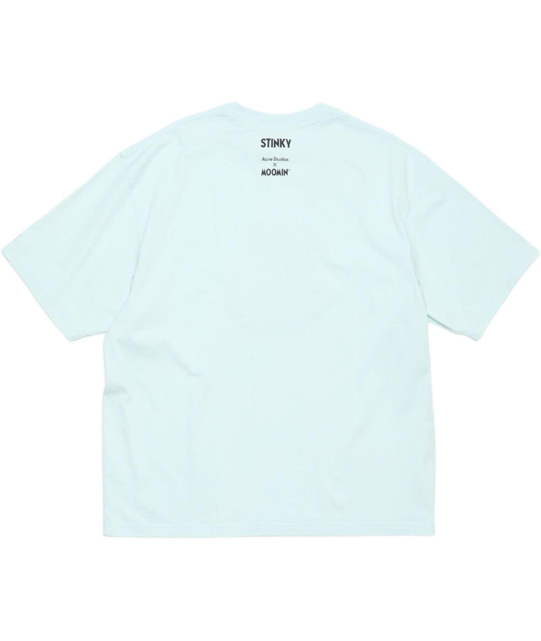 ACNE STUDIOS Голубая хлопковая футболка, фото 2