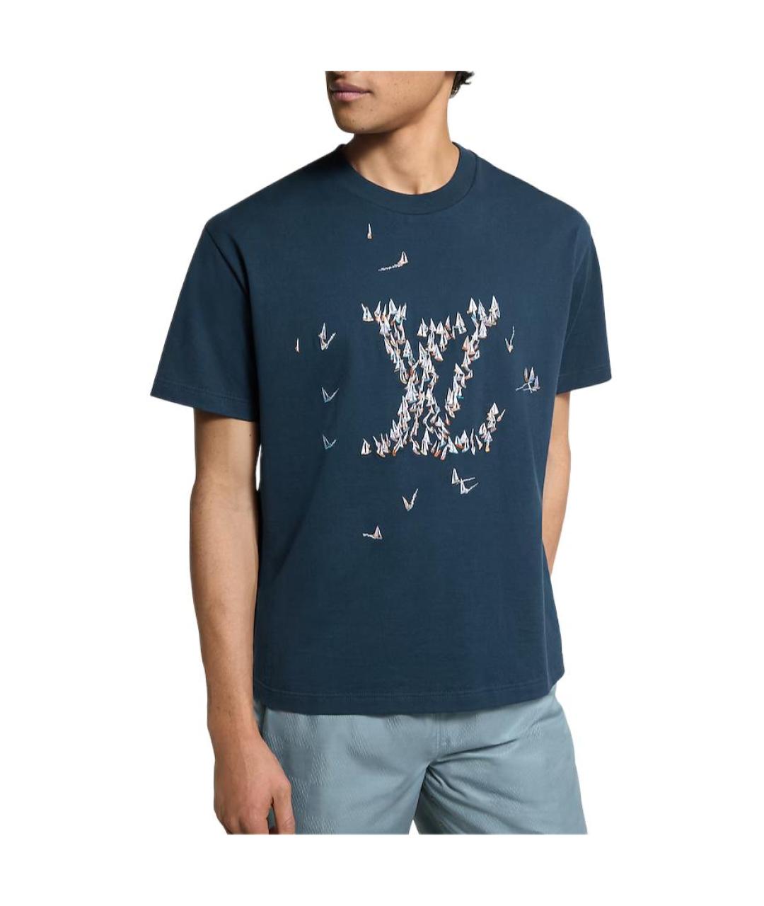 LOUIS VUITTON Синяя хлопковая футболка, фото 2