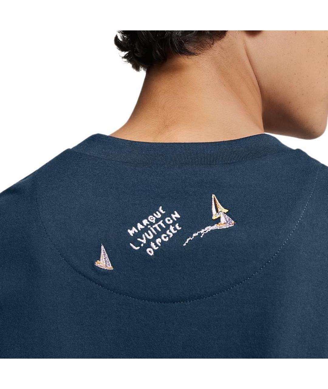 LOUIS VUITTON Синяя хлопковая футболка, фото 4