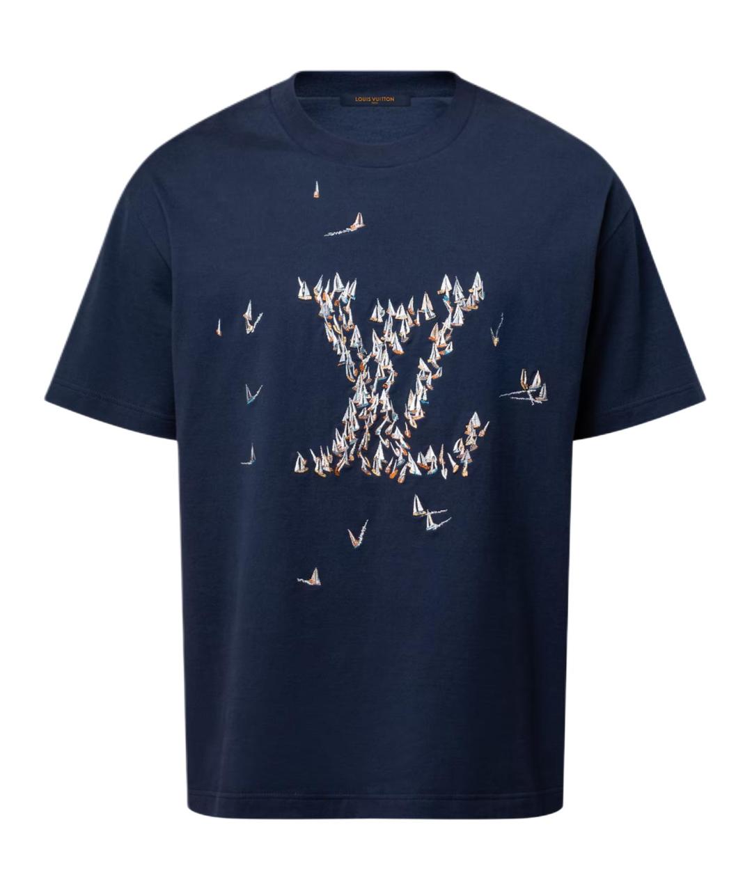 LOUIS VUITTON Синяя хлопковая футболка, фото 1