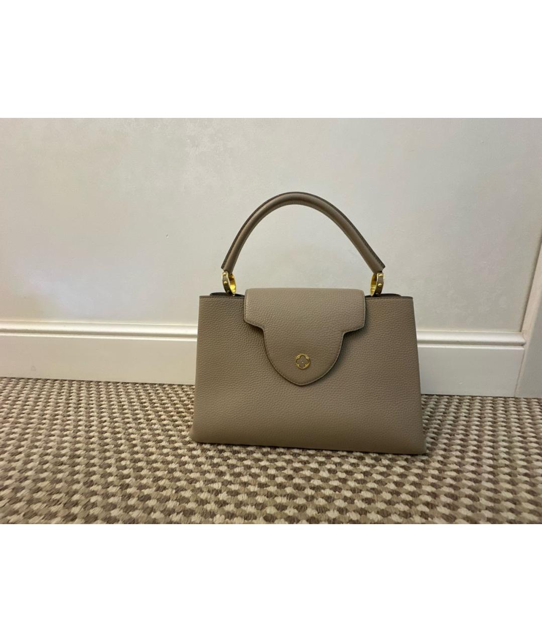 LOUIS VUITTON Бежевая кожаная сумка с короткими ручками, фото 5