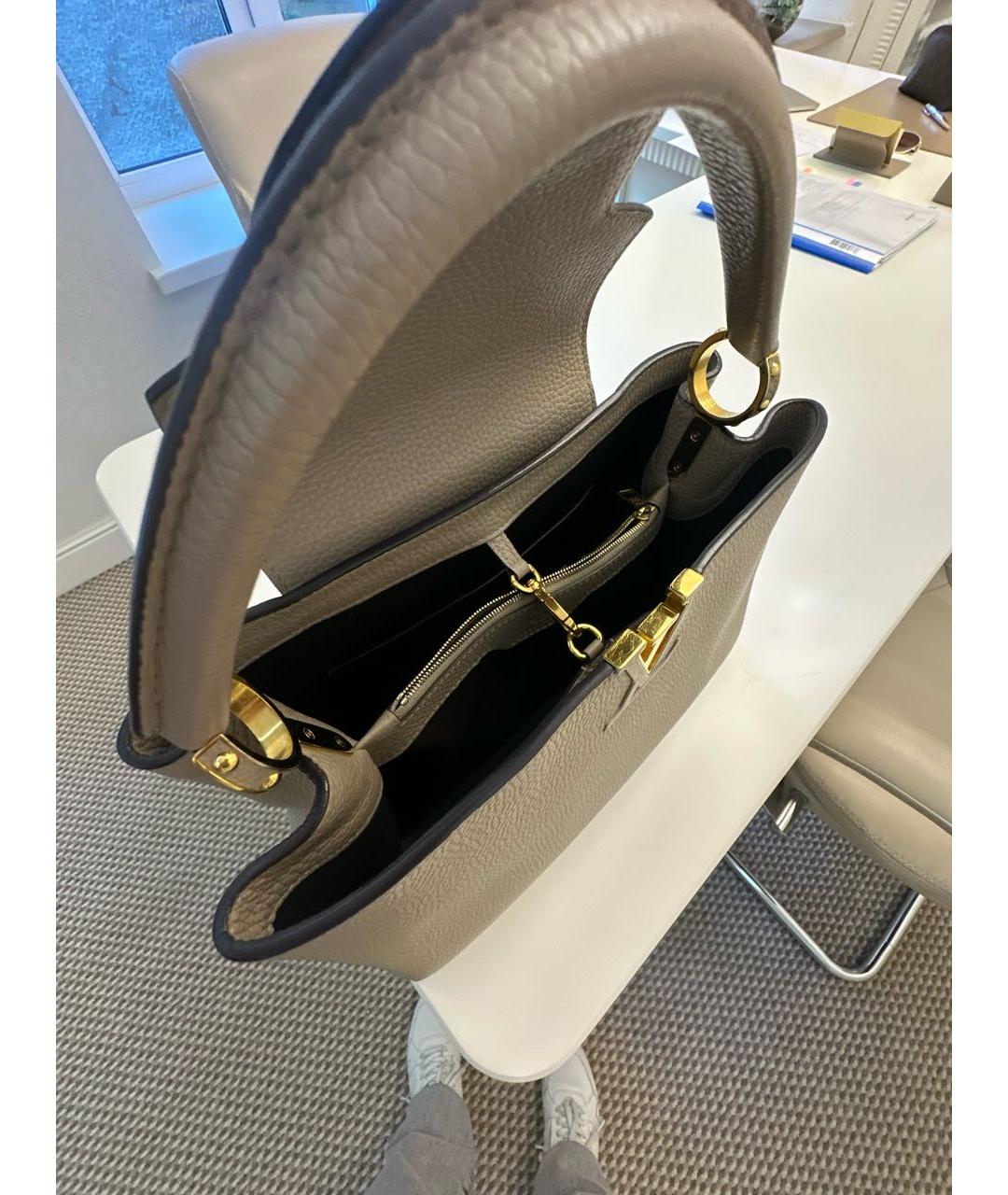 LOUIS VUITTON Бежевая кожаная сумка с короткими ручками, фото 6