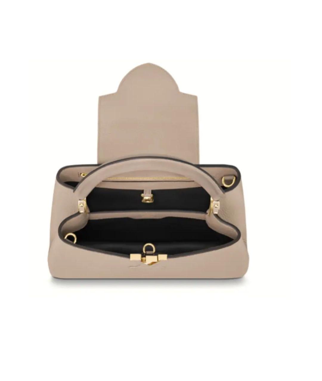 LOUIS VUITTON Бежевая кожаная сумка с короткими ручками, фото 4