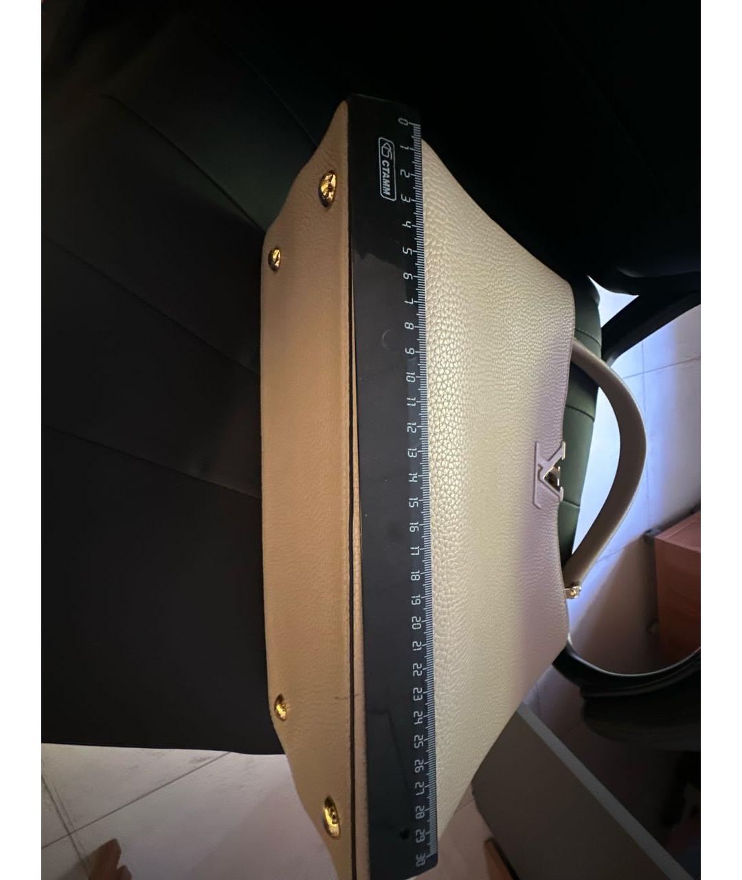 LOUIS VUITTON Бежевая кожаная сумка с короткими ручками, фото 8