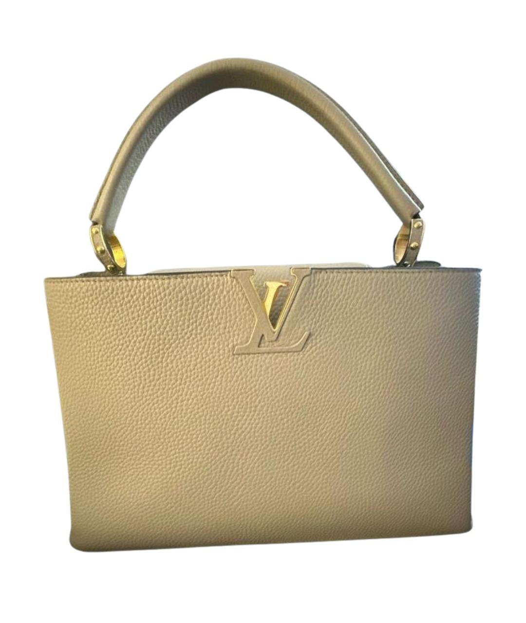 LOUIS VUITTON Бежевая кожаная сумка с короткими ручками, фото 1