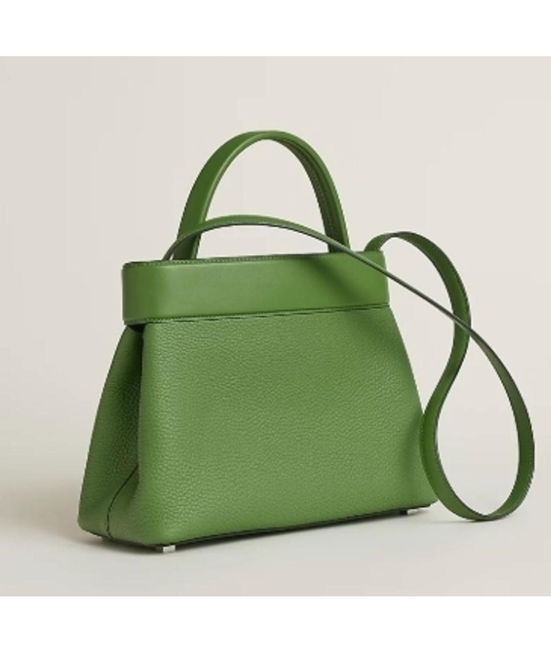 HERMES Зеленая кожаная сумка с короткими ручками, фото 2