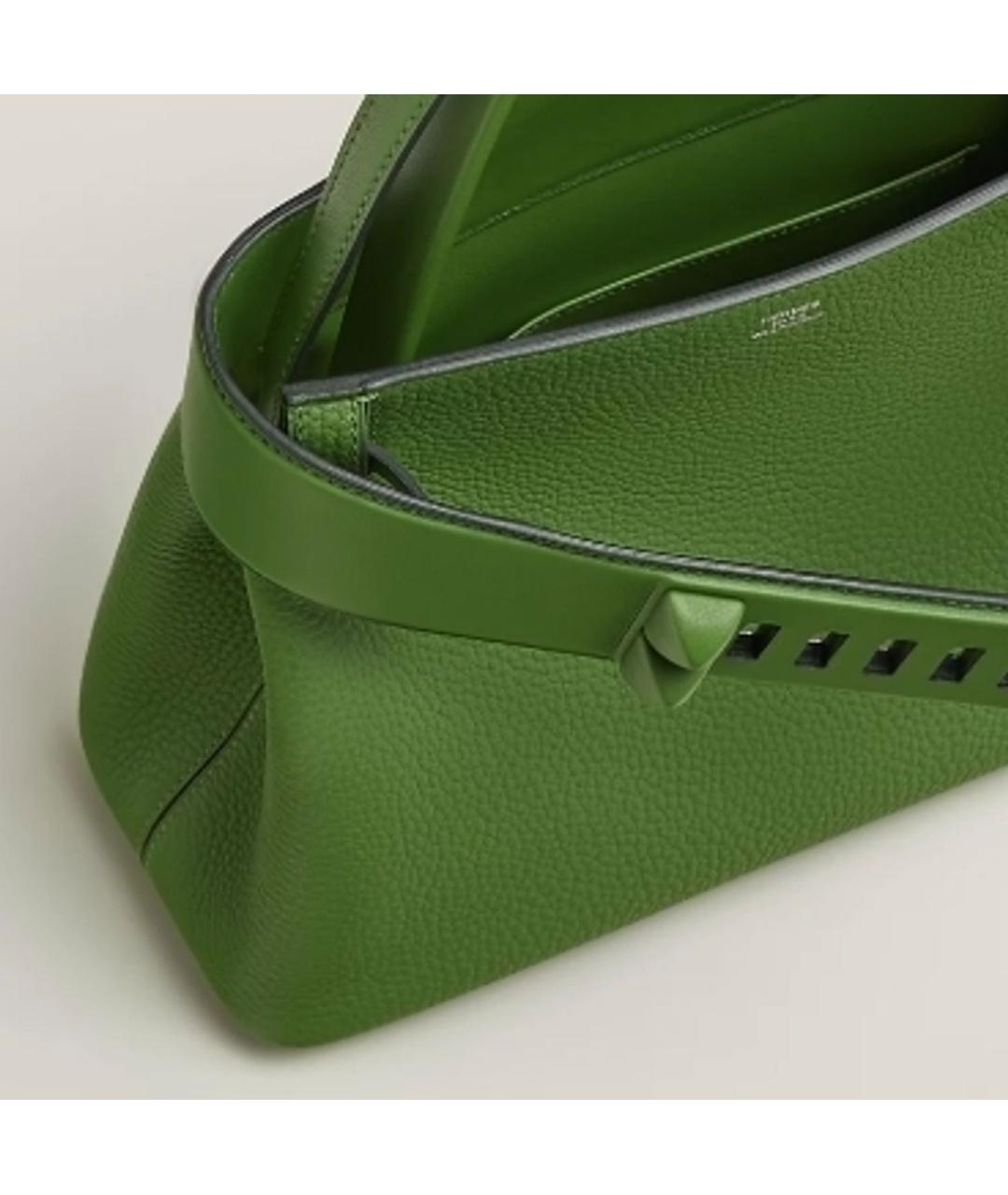 HERMES Зеленая кожаная сумка с короткими ручками, фото 4