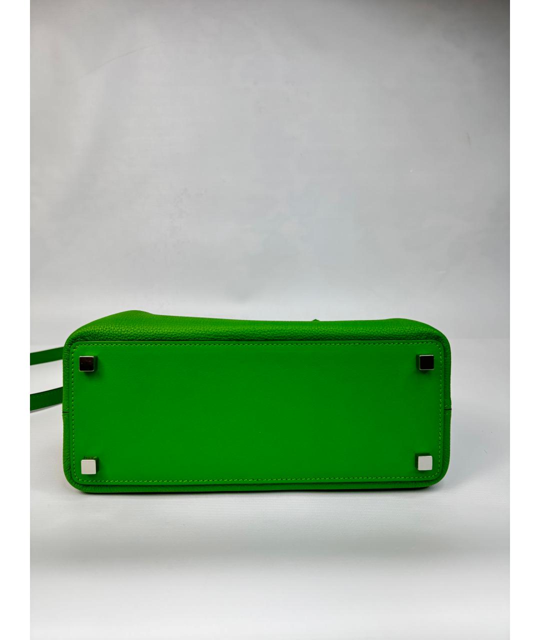 HERMES Зеленая кожаная сумка с короткими ручками, фото 6