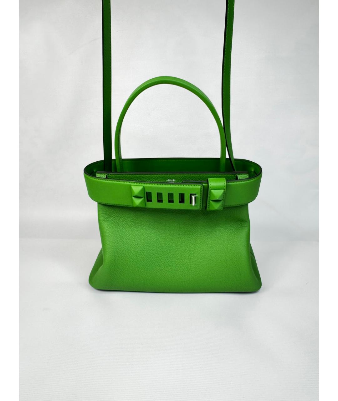 HERMES Зеленая кожаная сумка с короткими ручками, фото 3