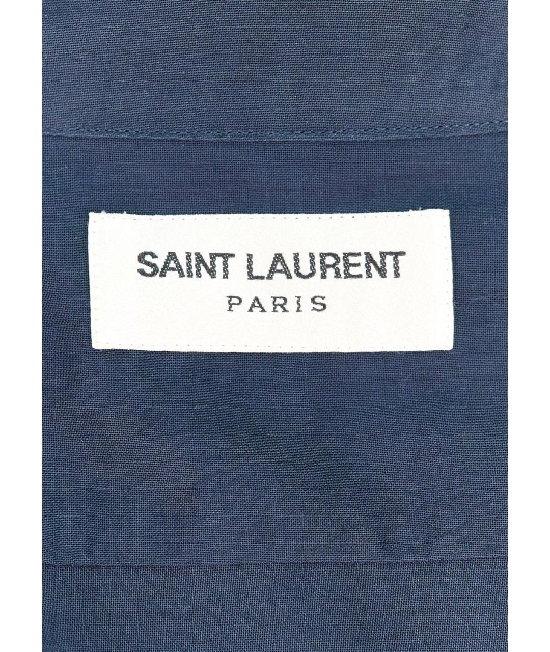 SAINT LAURENT Синяя хлопковая кэжуал рубашка, фото 3