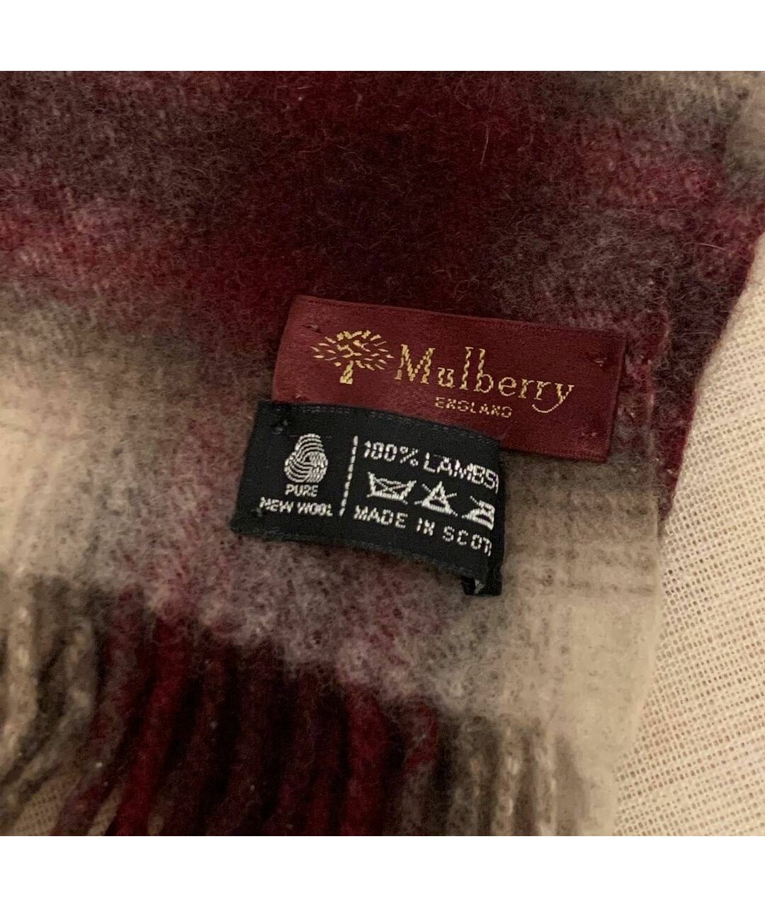 MULBERRY Бордовый шерстяной шарф, фото 3