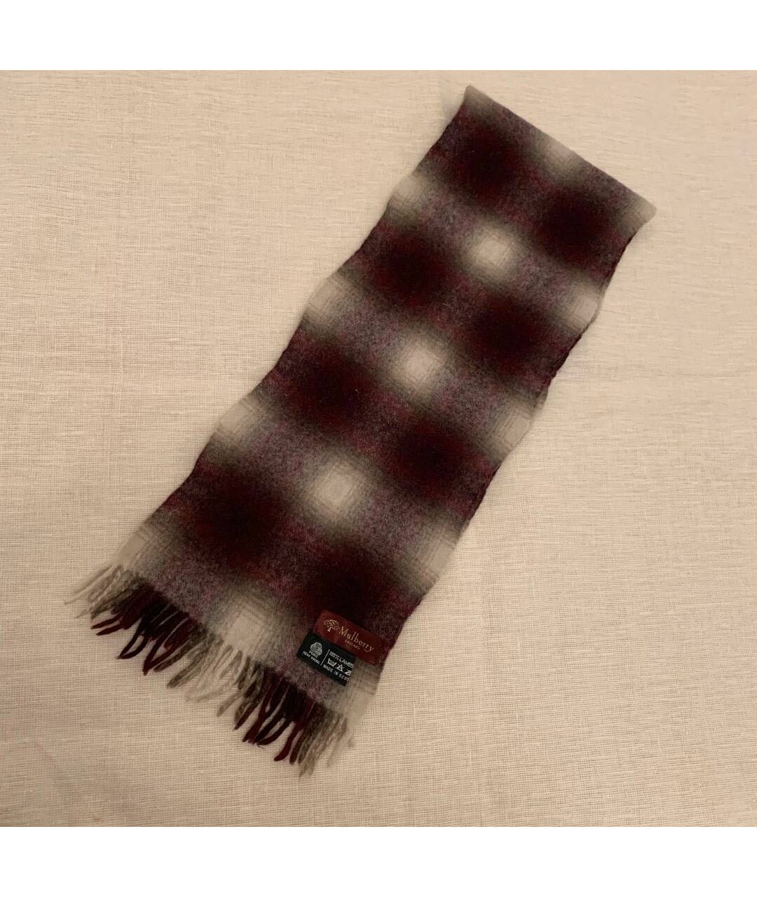 MULBERRY Бордовый шерстяной шарф, фото 7