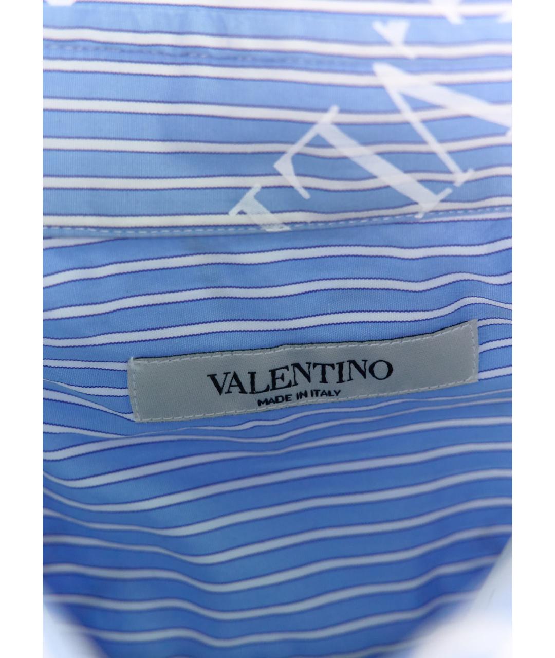 VALENTINO Голубая хлопковая кэжуал рубашка, фото 3