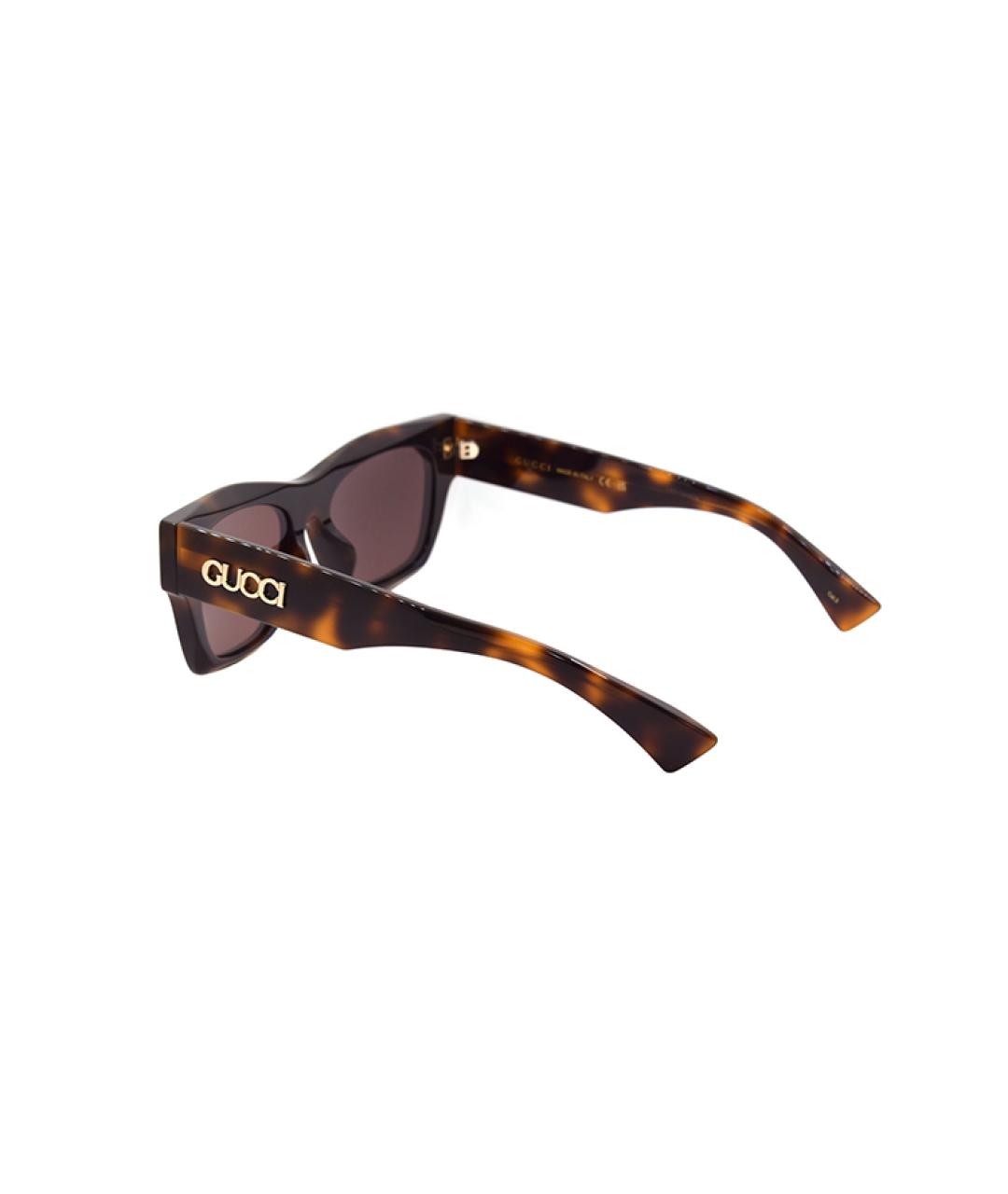 GUCCI Коричневые пластиковые солнцезащитные очки, фото 4