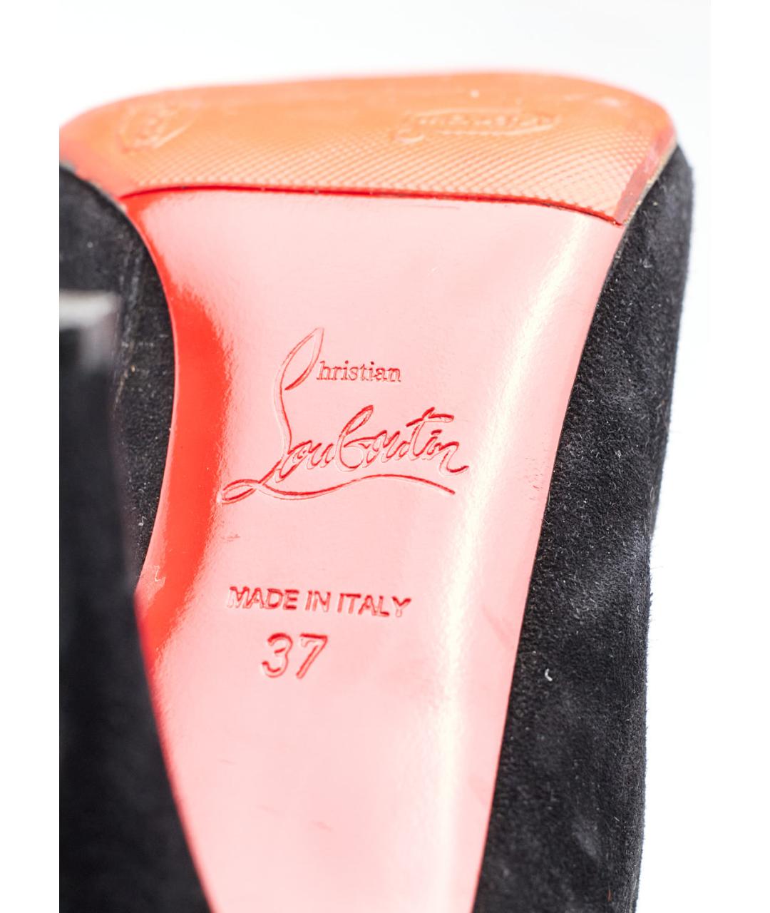 CHRISTIAN LOUBOUTIN Черные замшевые сапоги, фото 5