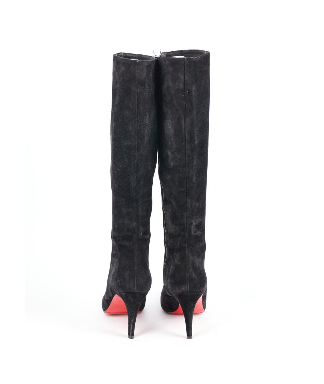 CHRISTIAN LOUBOUTIN Черные замшевые сапоги, фото 4
