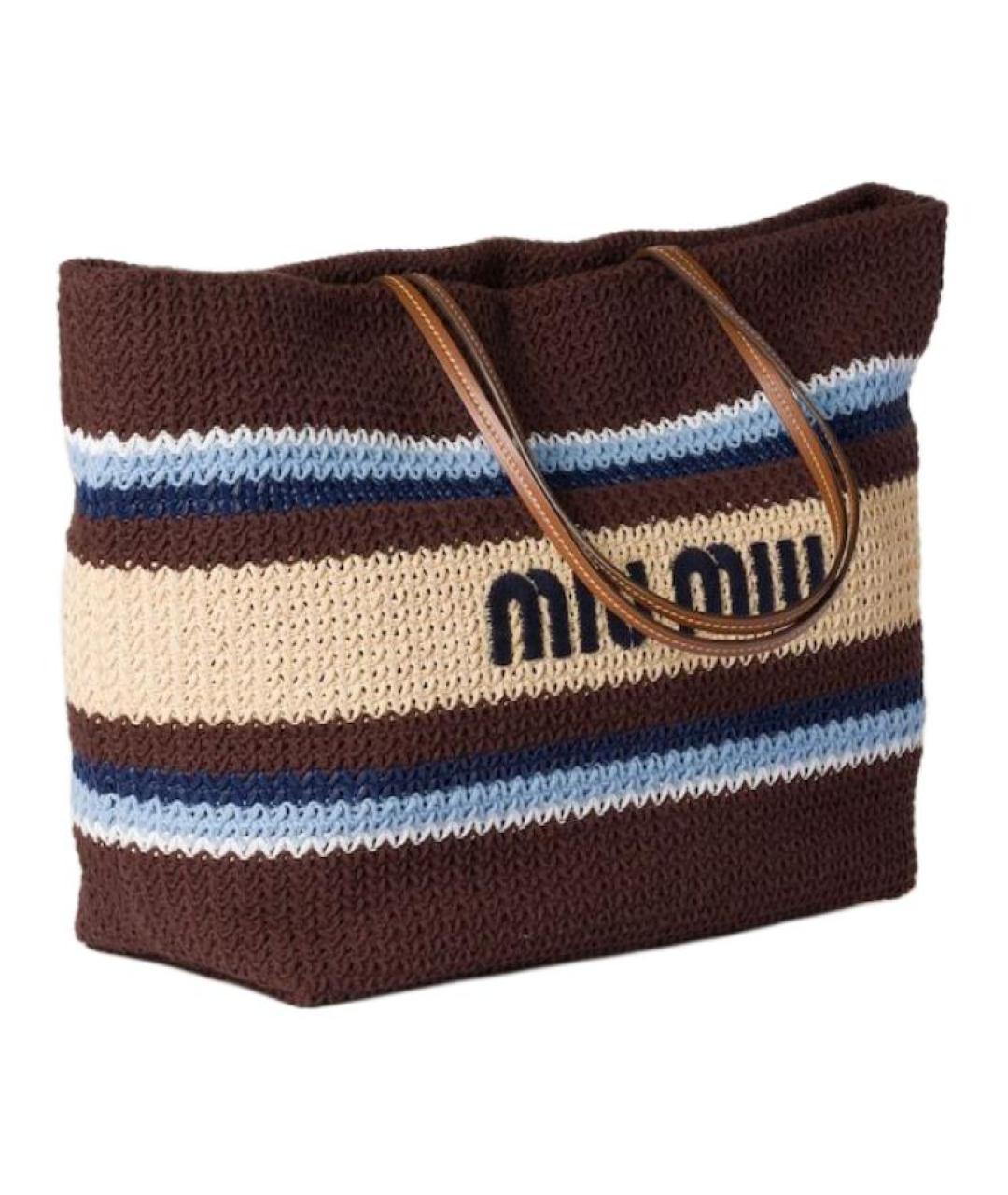 MIU MIU Коричневая хлопковая сумка через плечо, фото 2