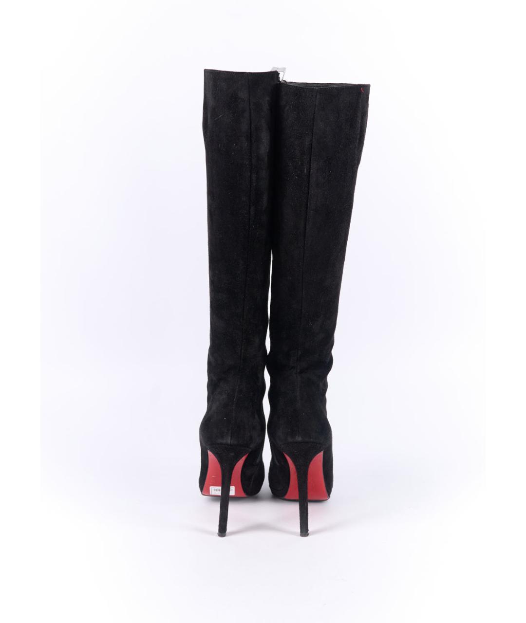 CHRISTIAN LOUBOUTIN Черные замшевые сапоги, фото 3