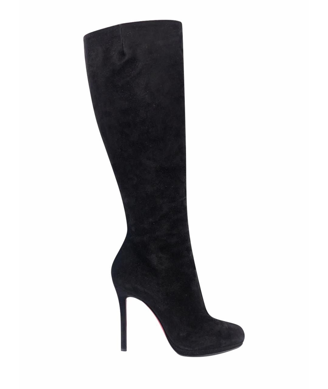 CHRISTIAN LOUBOUTIN Черные замшевые сапоги, фото 1