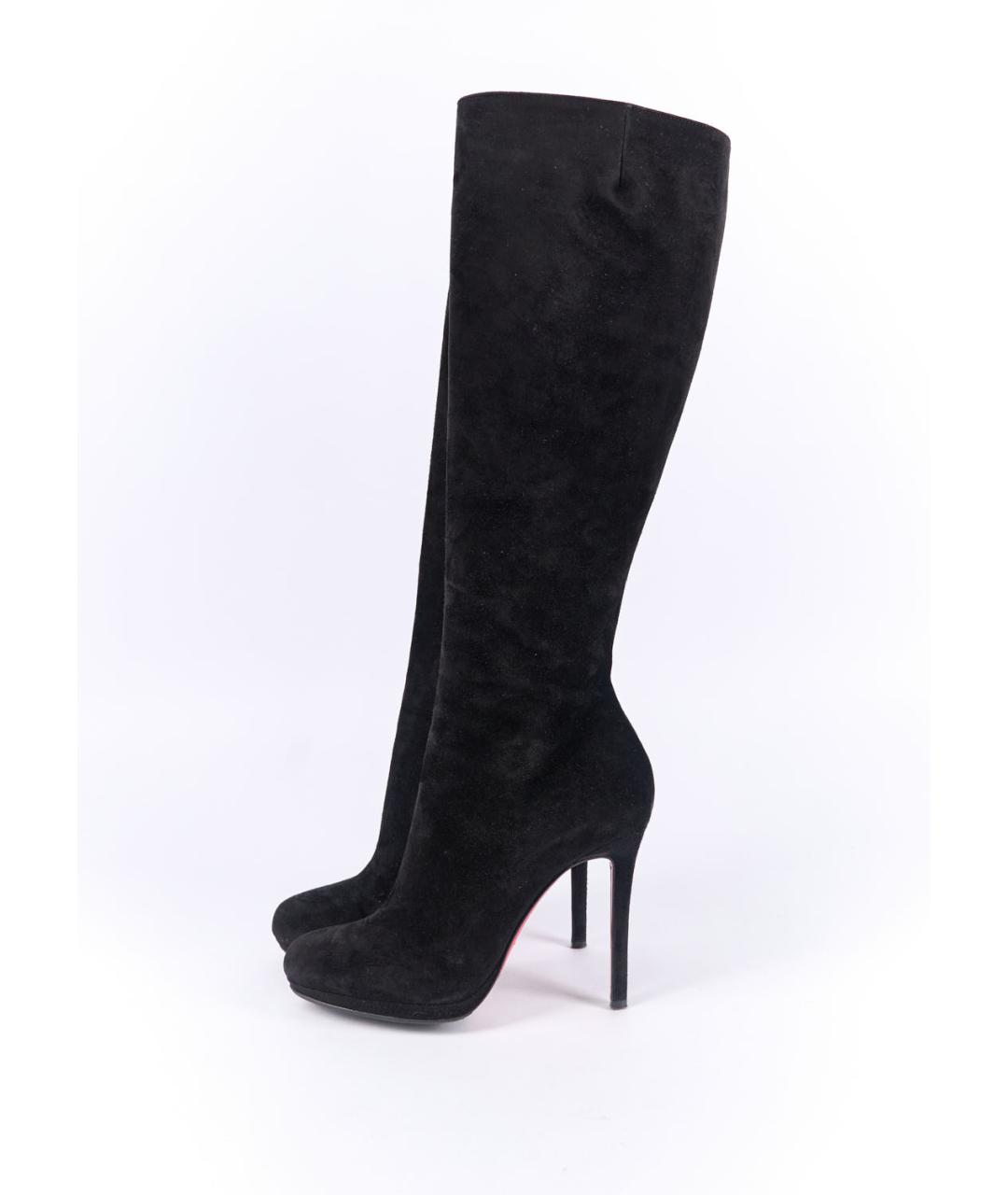 CHRISTIAN LOUBOUTIN Черные замшевые сапоги, фото 6