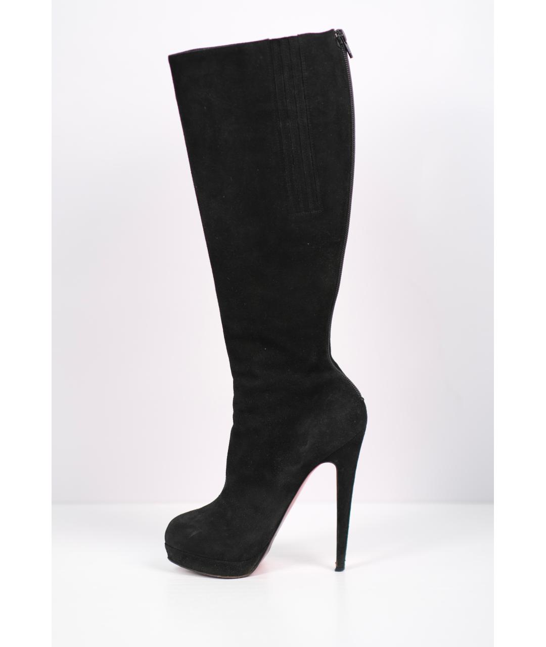 CHRISTIAN LOUBOUTIN Черные замшевые сапоги, фото 6