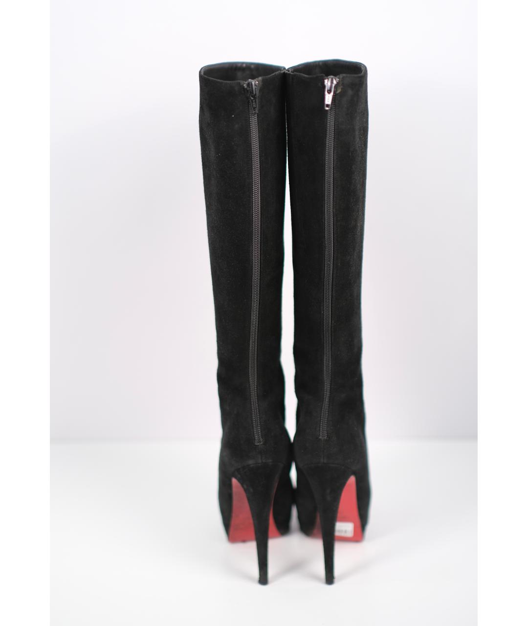 CHRISTIAN LOUBOUTIN Черные замшевые сапоги, фото 4