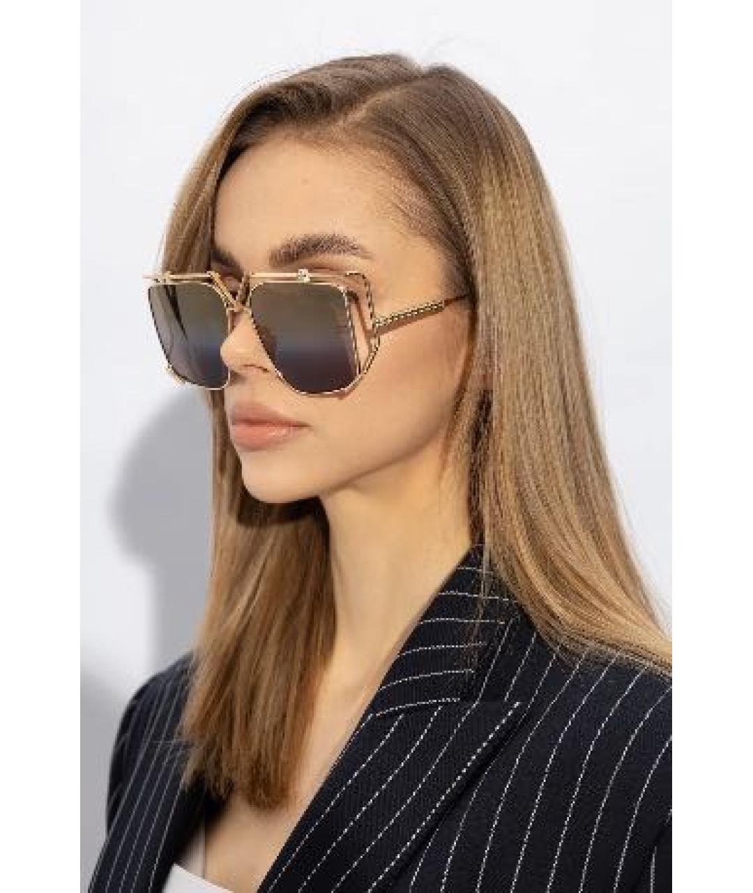 VALENTINO Золотые металлические солнцезащитные очки, фото 4