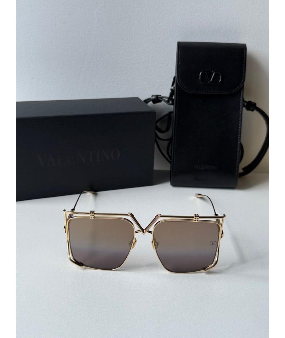 VALENTINO Золотые металлические солнцезащитные очки, фото 8