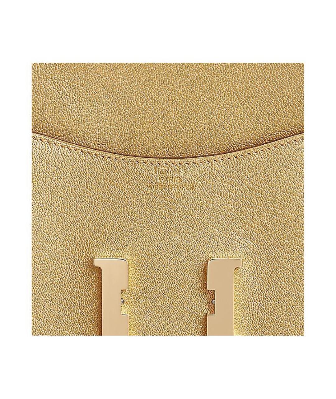 HERMES Золотой кожаный кошелек, фото 4
