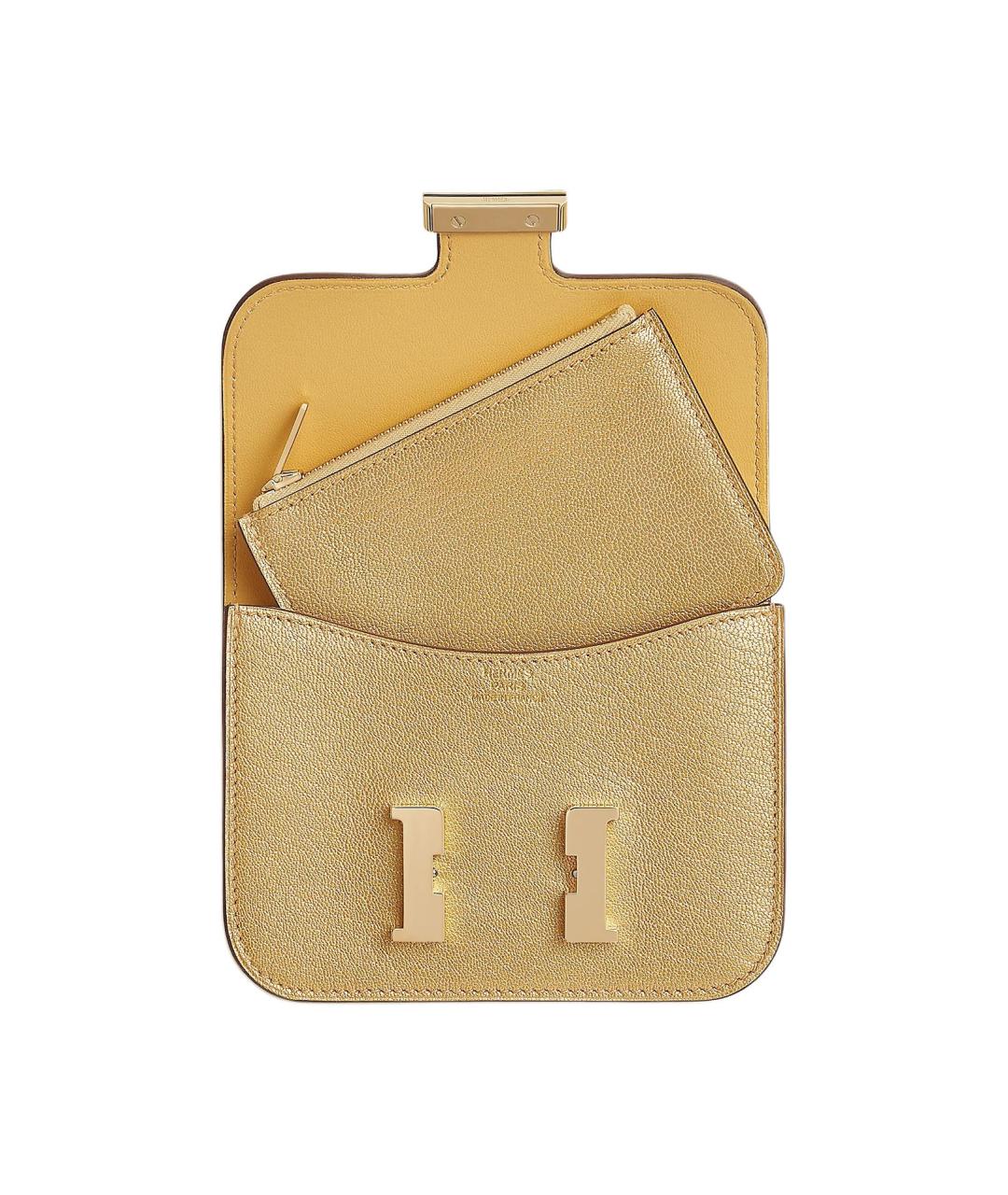 HERMES Золотой кожаный кошелек, фото 3