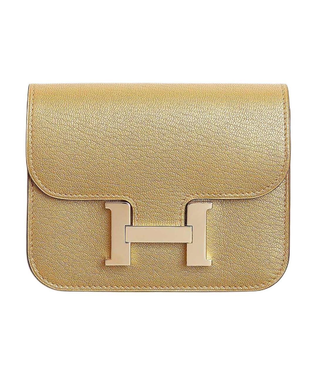 HERMES Золотой кожаный кошелек, фото 1