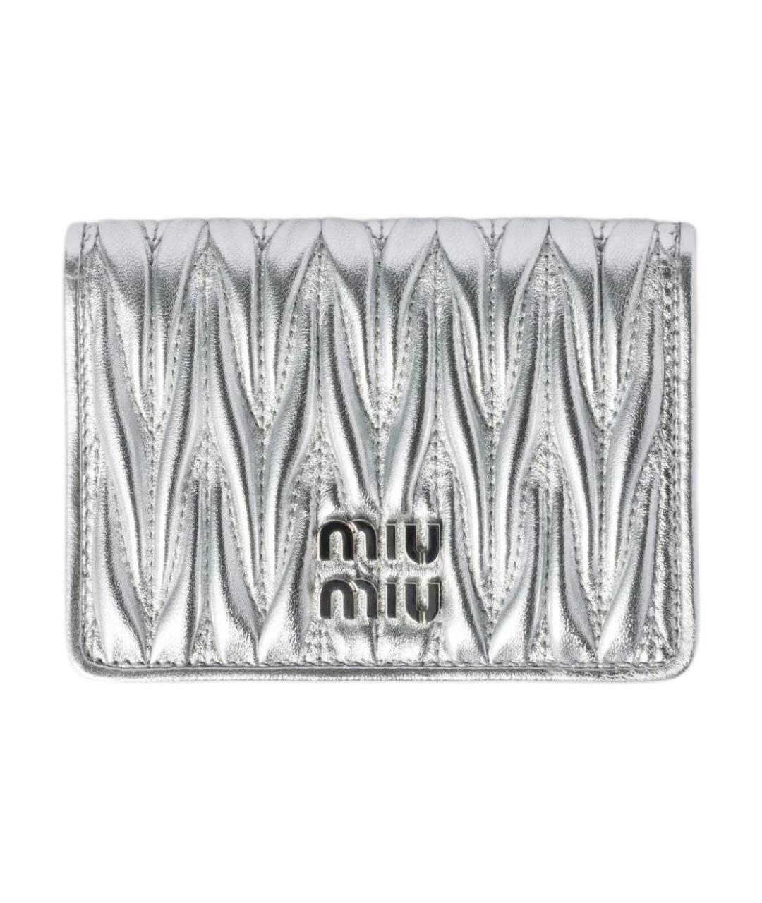 MIU MIU Серебрянный кожаный кардхолдер, фото 1