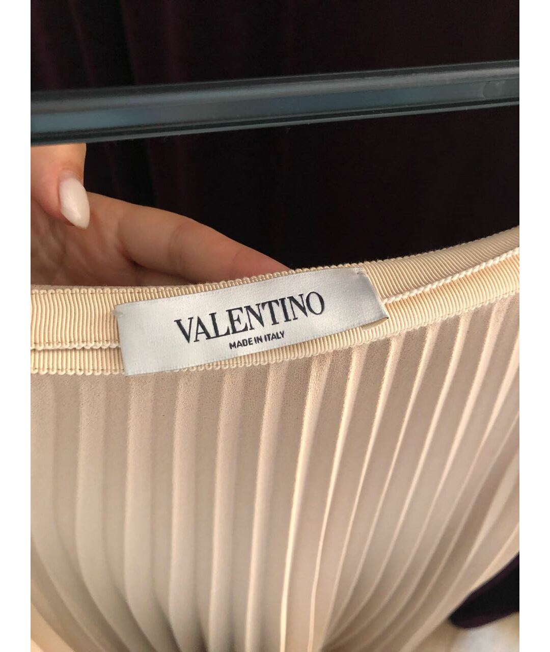 VALENTINO Бежевая шелковая юбка миди, фото 3