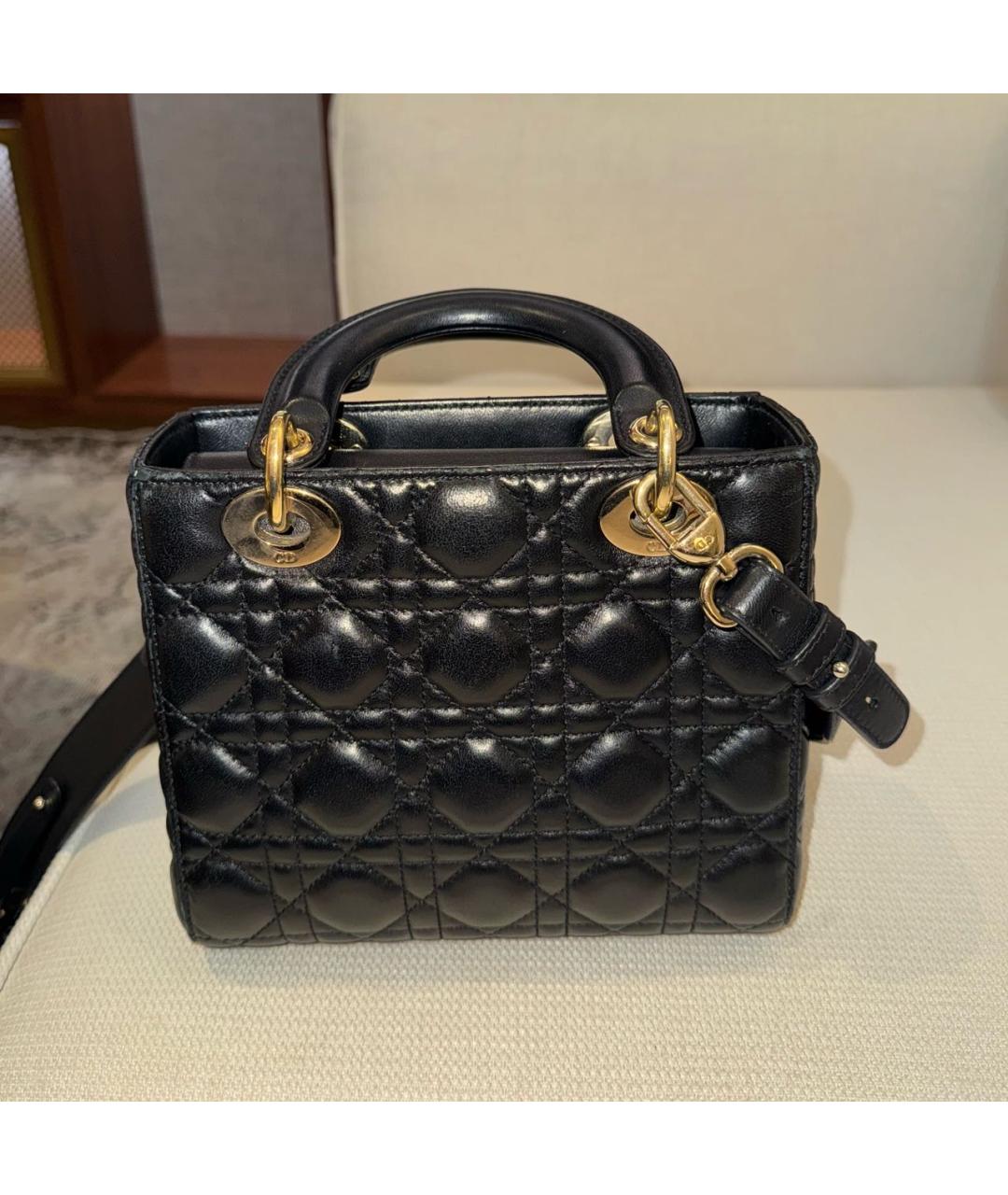 CHRISTIAN DIOR Черная кожаная сумка с короткими ручками, фото 3