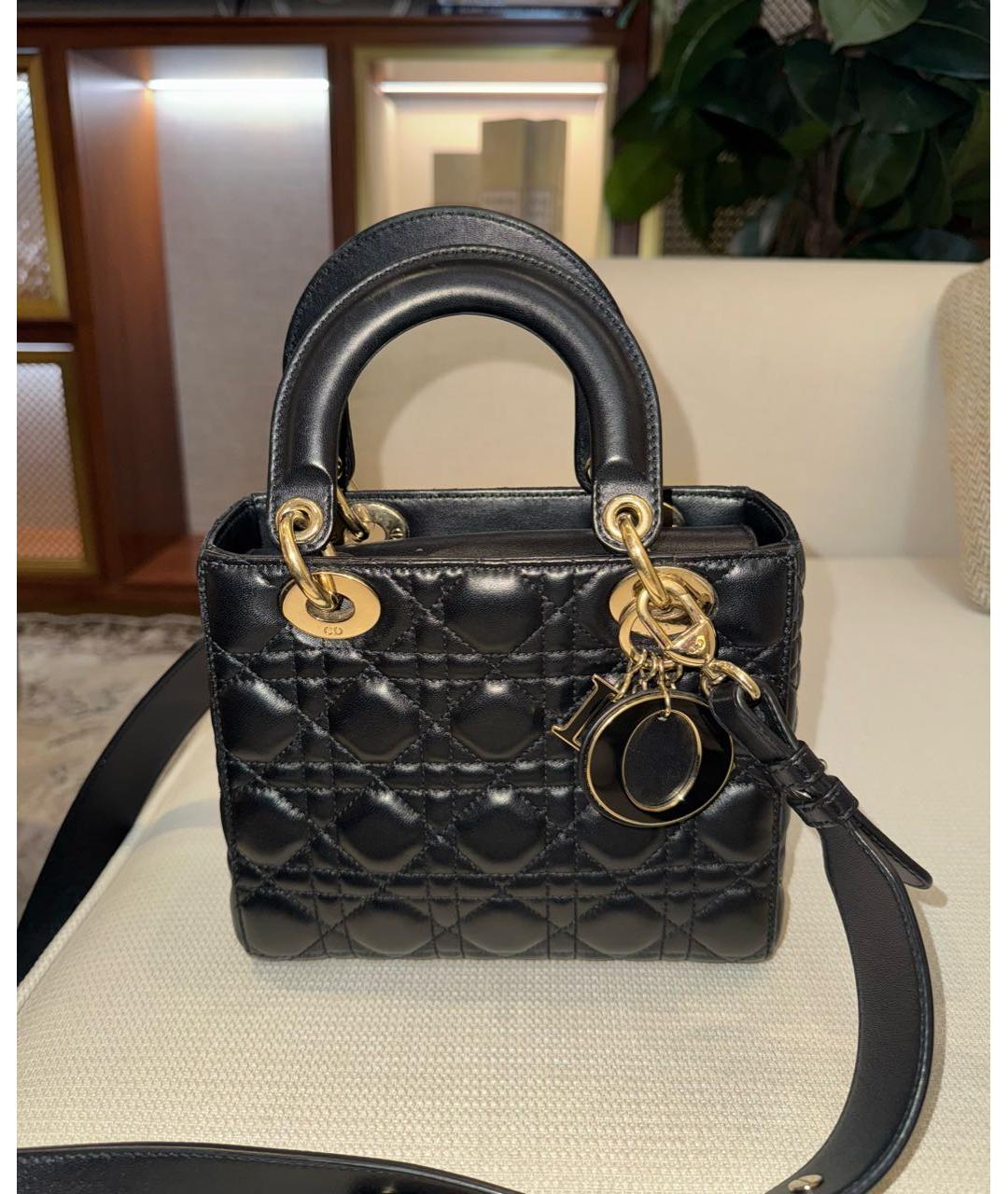 CHRISTIAN DIOR Черная кожаная сумка с короткими ручками, фото 6