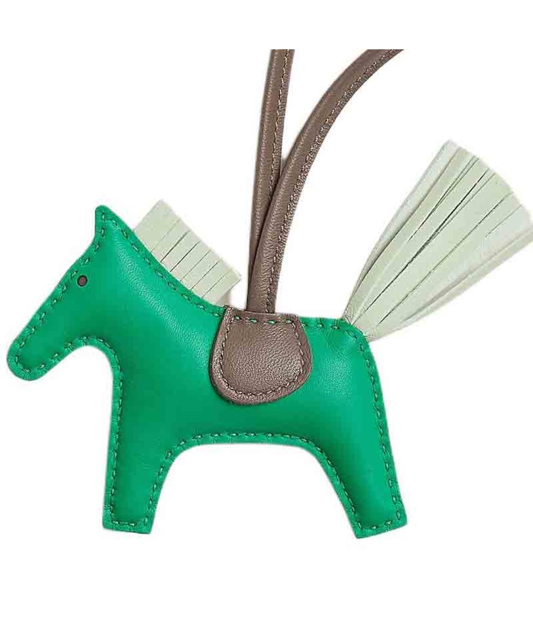 HERMES Зеленый брелок, фото 2