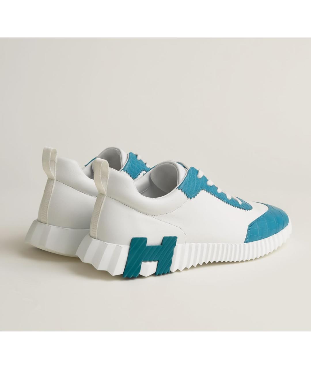 HERMES Белые низкие кроссовки / кеды из экзотической кожи, фото 4