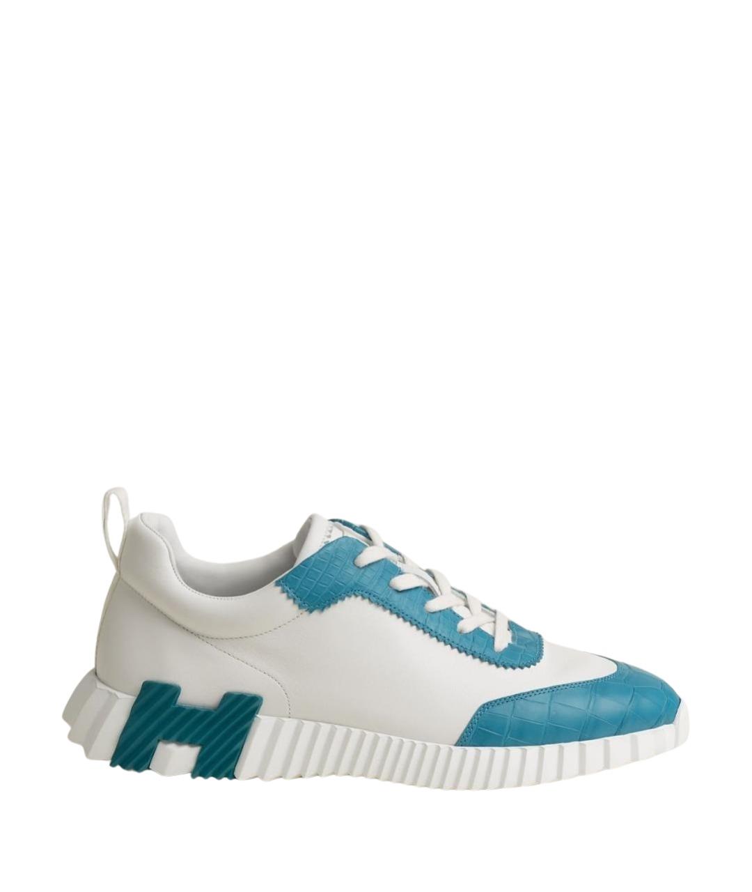 HERMES Белые низкие кроссовки / кеды из экзотической кожи, фото 1