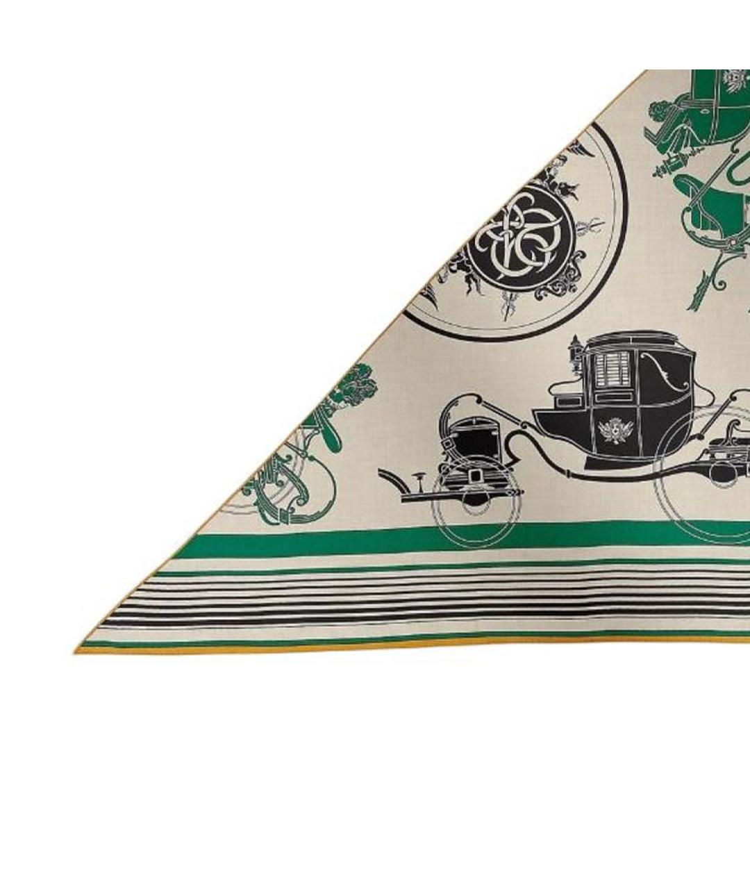 HERMES Зеленый кашемировый шарф, фото 3