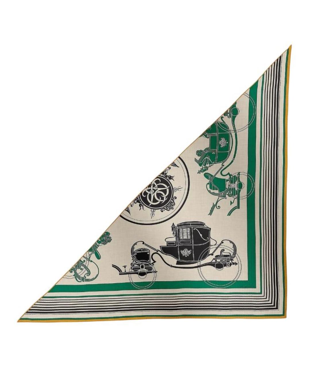 HERMES Зеленый кашемировый шарф, фото 1