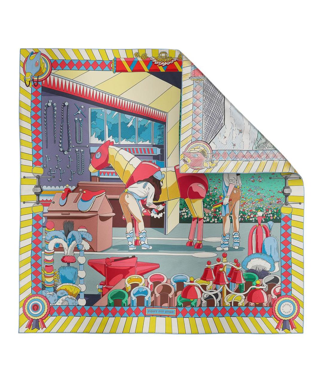 HERMES Мульти шелковый шарф, фото 2