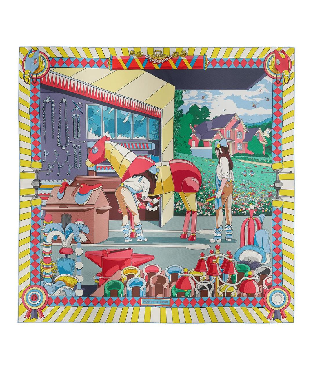 HERMES Мульти шелковый шарф, фото 1