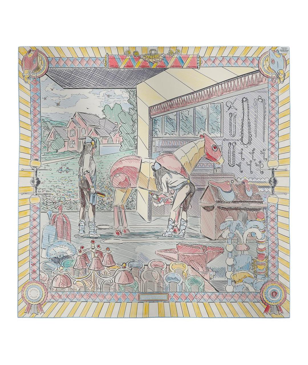 HERMES Мульти шелковый шарф, фото 3